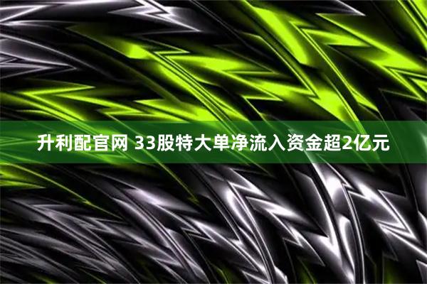 升利配官网 33股特大单净流入资金超2亿元