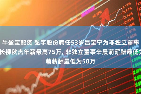 牛盈宝配资 弘宇股份聘任53岁吕宝宁为非独立董事, 董事长柳秋杰年薪最高75万, 非独立董事辛晨萌薪酬最低为50万