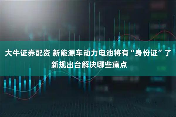 大牛证券配资 新能源车动力电池将有“身份证”了 新规出台解决哪些痛点