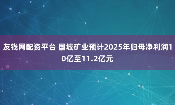 友钱网配资平台 国城矿业预计2025年归母净利润10亿至11.2亿元